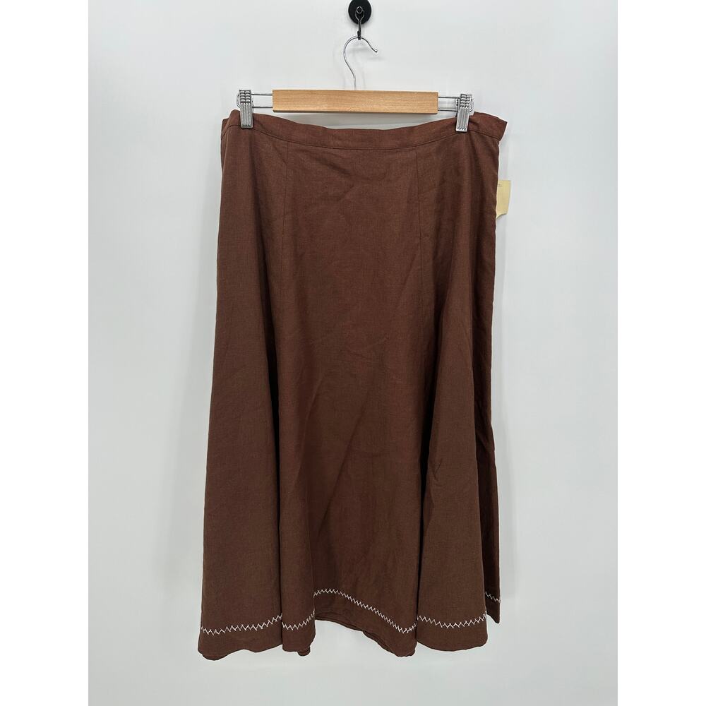Coldwater‎ Creek Brown Linen Blend Maxi Skirt Size L NWT Country Minimal Western
